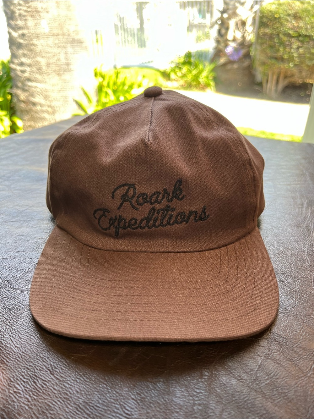 Roark Expeditions Brown SnapBack Hat with Black “Roark Expeditions” Embroidery